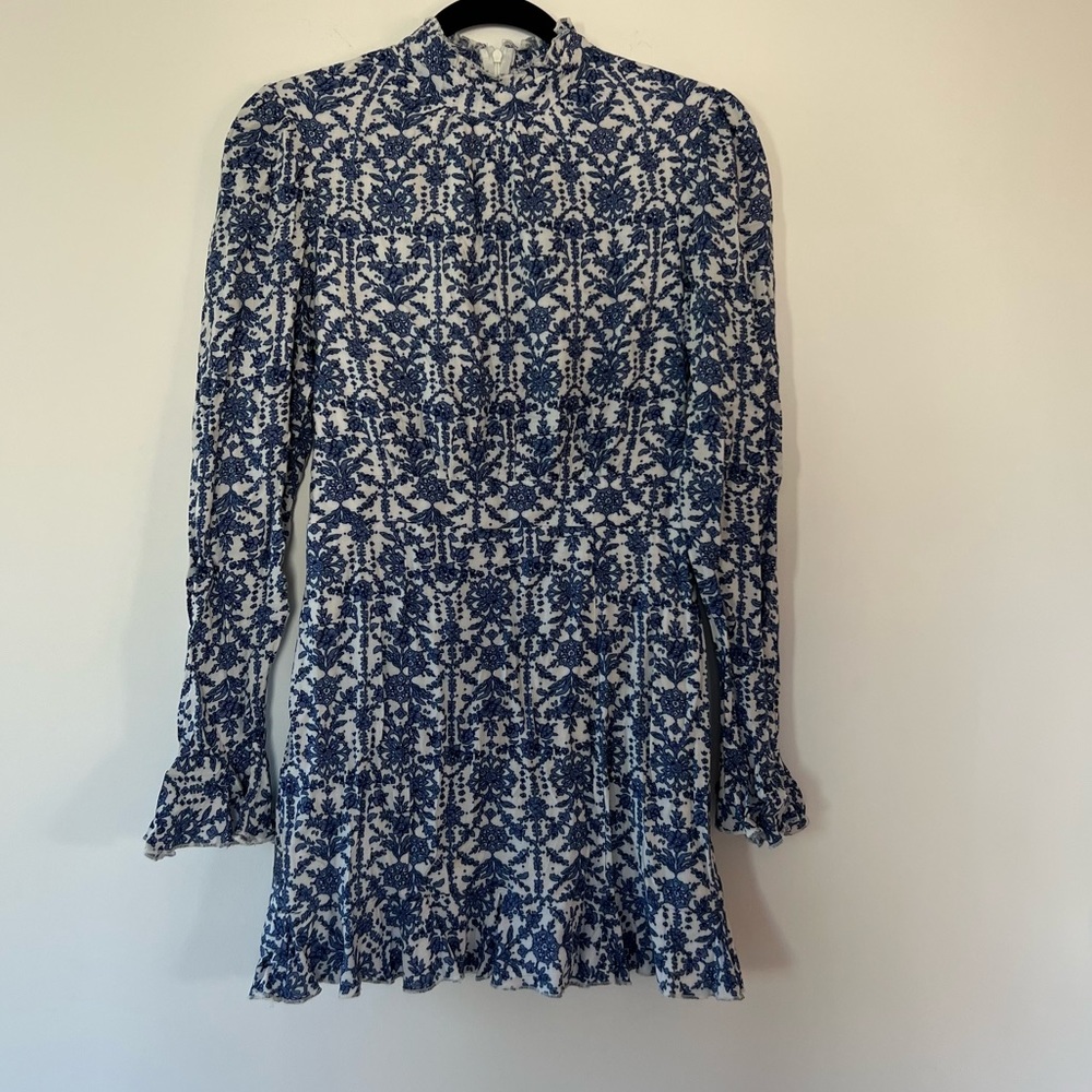 In The Style Long Sleeve Ruffle Mini Dress